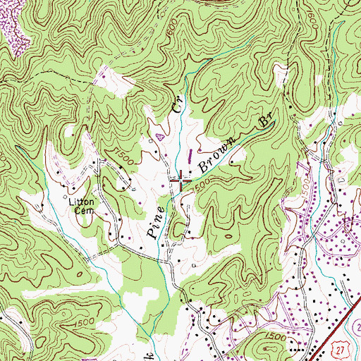 Topographic Map of Brown Branch, TN