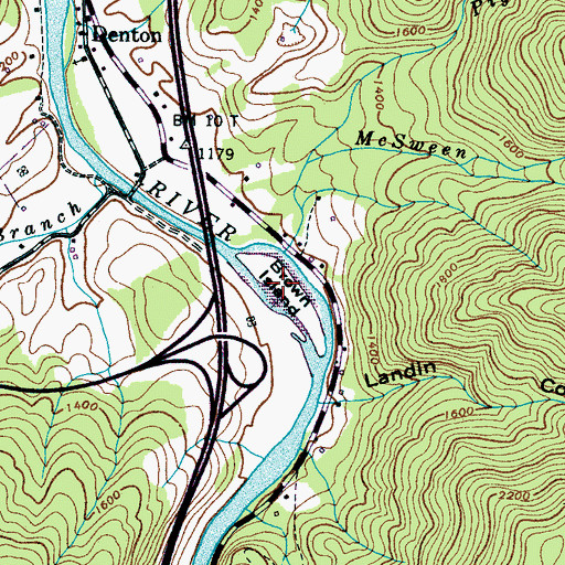 Topographic Map of Brown Island, TN