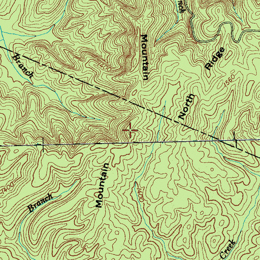 Topographic Map of Brown Mountain, TN