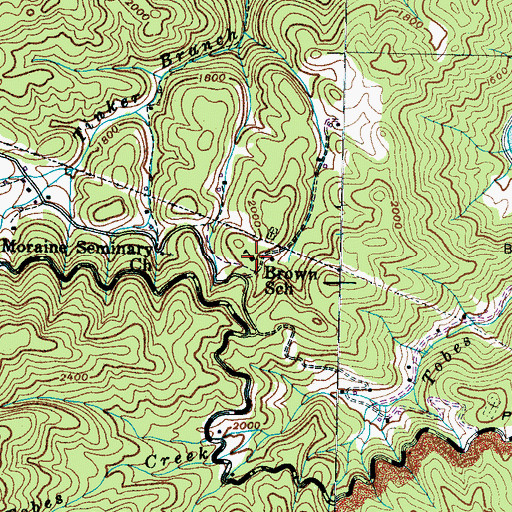 Topographic Map of Brown School, TN