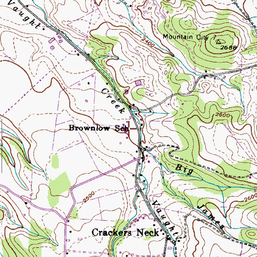 Topographic Map of Brownlow School, TN