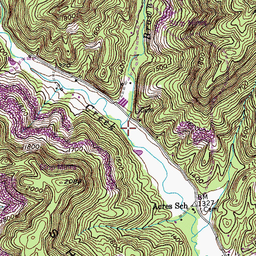 Topographic Map of Browns Branch, TN