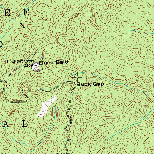 Topographic Map of Buck Gap, TN