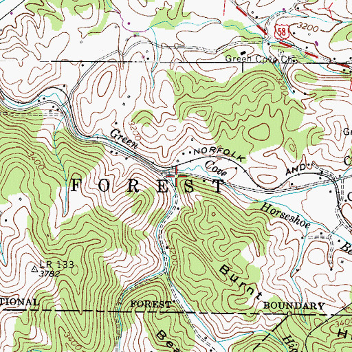 Topographic Map of Buckeye Branch, TN