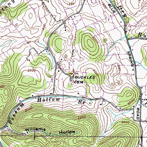Topographic Map of Buckles Cemetery, TN