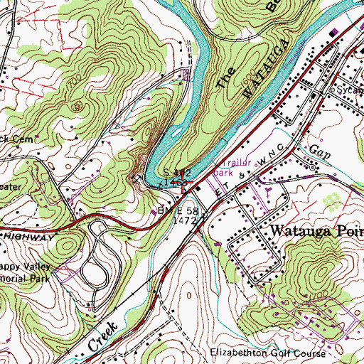 Topographic Map of Buffalo Creek, TN