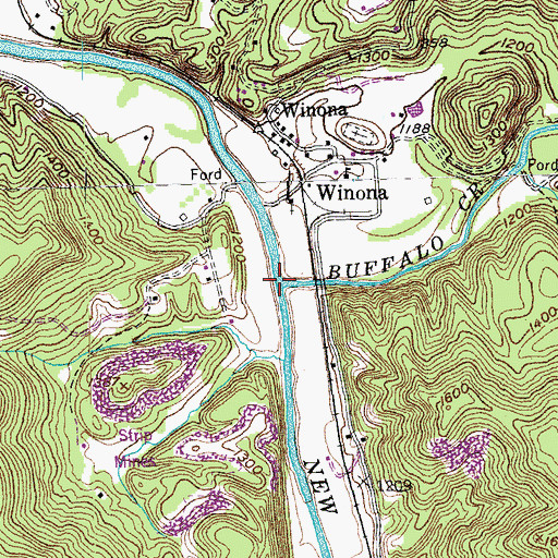 Topographic Map of Buffalo Creek, TN