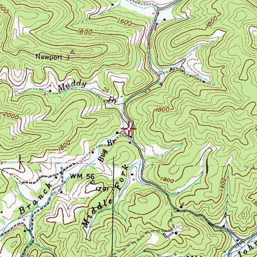 Topographic Map of Bug Branch, TN