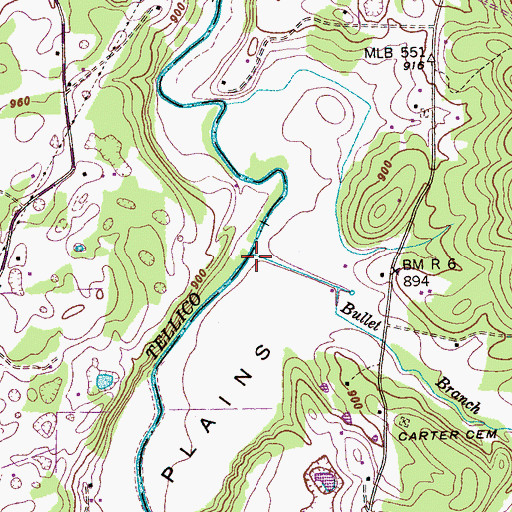 Topographic Map of Bullet Branch, TN