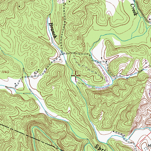 Topographic Map of Bullet Creek, TN
