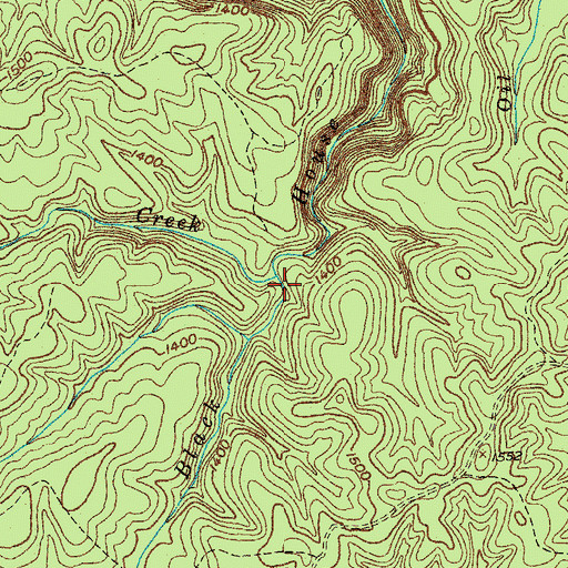 Topographic Map of Bum Creek, TN