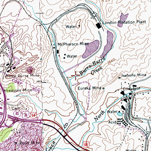 Topographic Map of Burra-Burra Creek, TN
