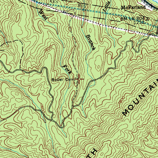 Topographic Map of Butler Cemetery, TN