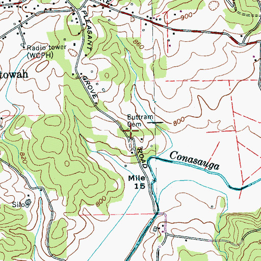 Topographic Map of Buttram Cemetery, TN