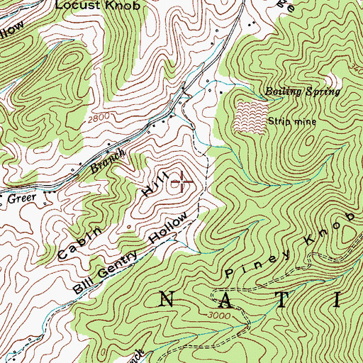 Topographic Map of Cabin Hill, TN