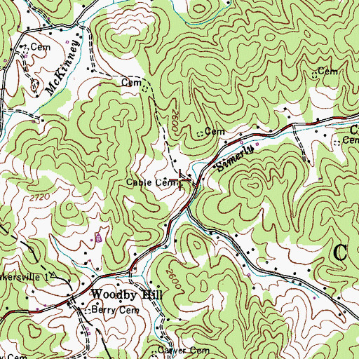 Topographic Map of Cable Cemetery, TN