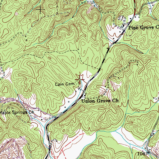 Topographic Map of Cain Cemetery, TN