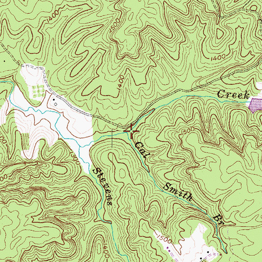 Topographic Map of Cal Smith Branch, TN