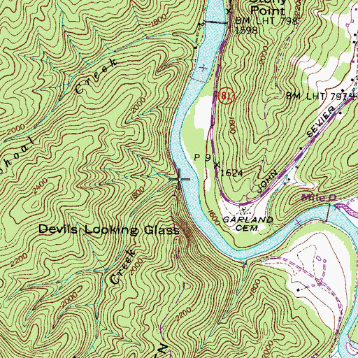 Topographic Map of California Creek, TN