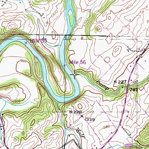 Topographic Map of Camp Creek, TN