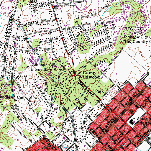 Topographic Map of Camp Wildwood, TN