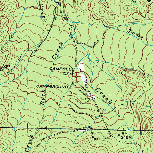 Topographic Map of Campbell Cemetery, TN