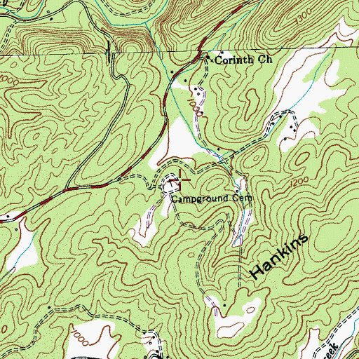 Topographic Map of Campground Cemetery, TN