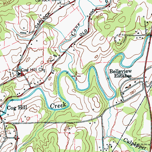 Topographic Map of Cane Creek, TN