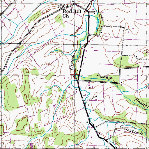Topographic Map of Caney Branch, TN
