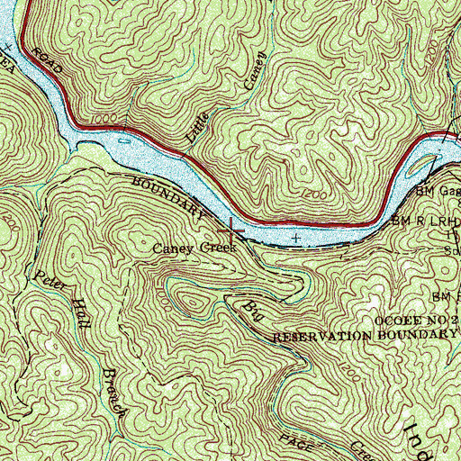 Topographic Map of Caney Creek, TN