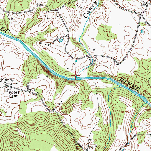 Topographic Map of Caney Creek, TN
