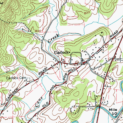Topographic Map of Carlock, TN
