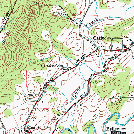 Topographic Map of Carlock Cemetery, TN