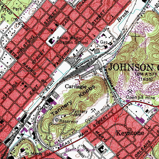 Topographic Map of Carnegie, TN