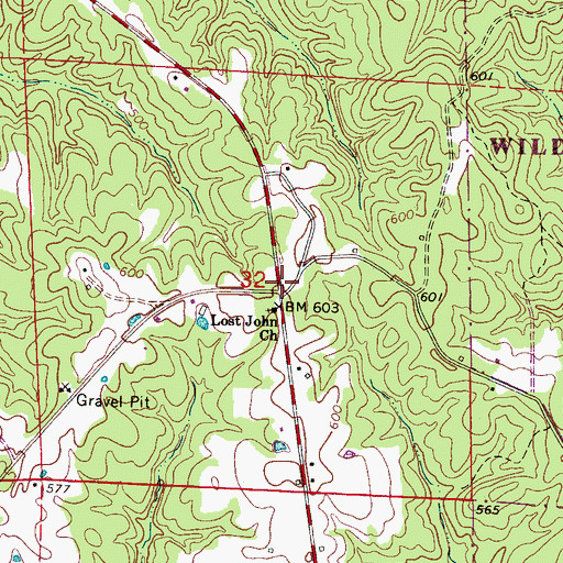 Topographic Map of Lost John (historical), AL
