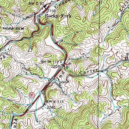 Topographic Map of Carter Branch, TN