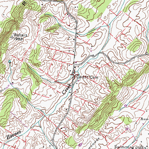 Topographic Map of Carter Cemetery, TN