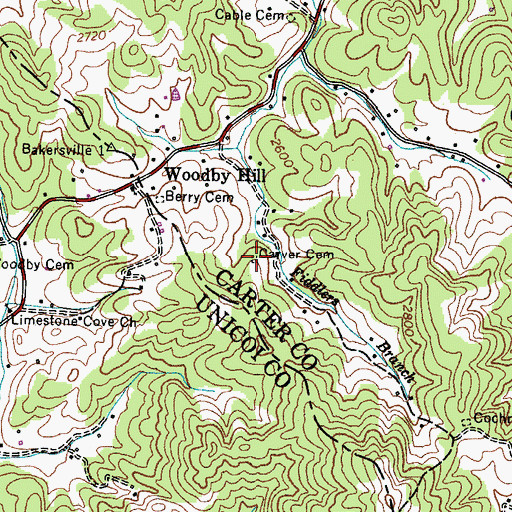 Topographic Map of Carver Cemetery, TN