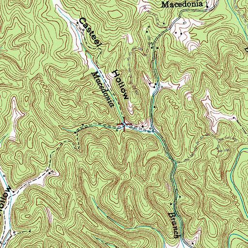 Topographic Map of Casteel Hollow, TN