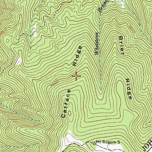 Topographic Map of Catface Ridge, TN