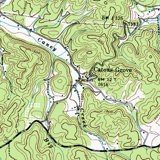 Topographic Map of Catons Grove, TN