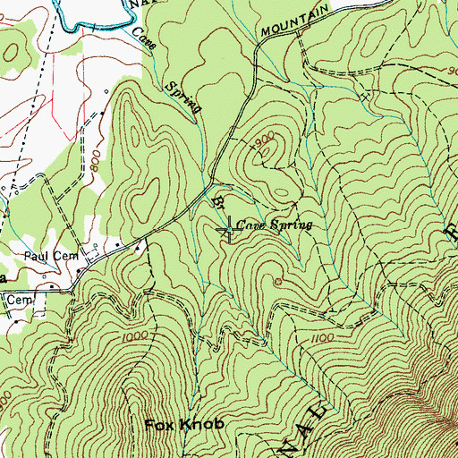 Topographic Map of Cave Spring, TN