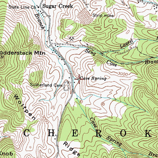 Topographic Map of Cave Spring, TN