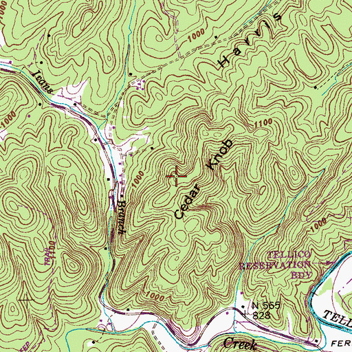 Topographic Map of Cedar Knob, TN