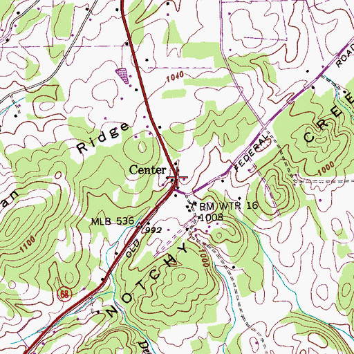 Topographic Map of Center, TN