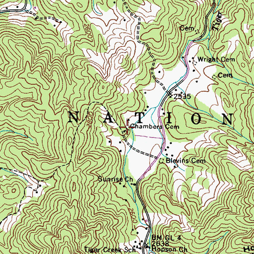 Topographic Map of Chambers Cemetery, TN