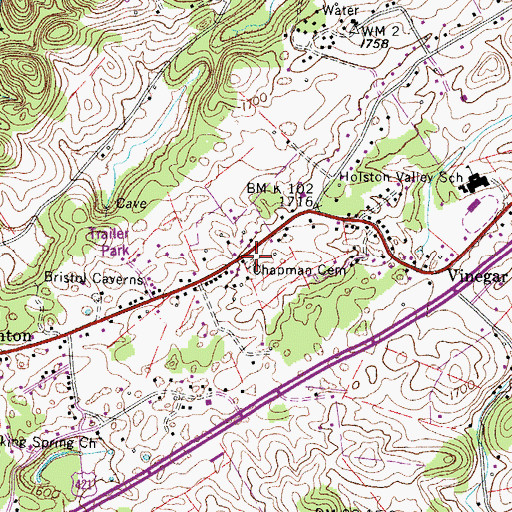Topographic Map of Chapman Cemetery, TN