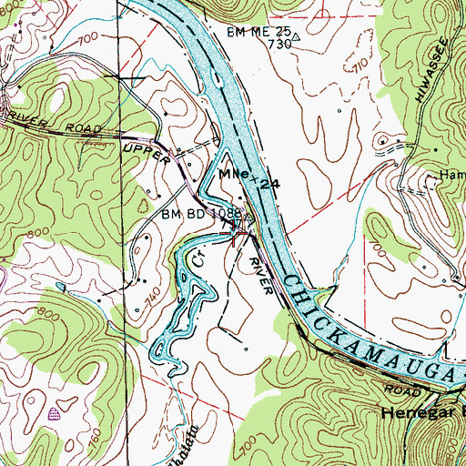 Topographic Map of Chatata Valley, TN