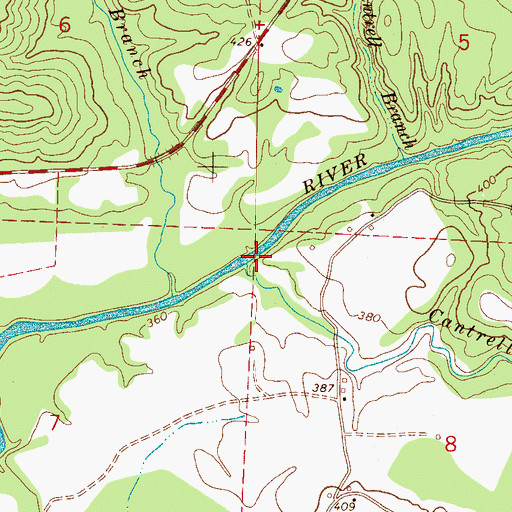 Topographic Map of Metcalf Ferry (historical), AL