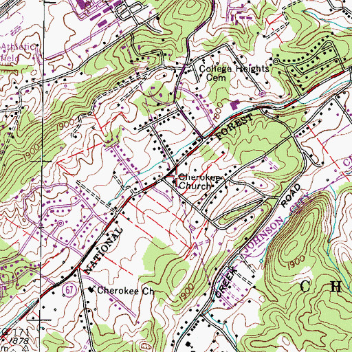 Topographic Map of Cherokee Church, TN